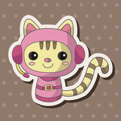 Fototapeta premium Space cat cartoon theme elements
