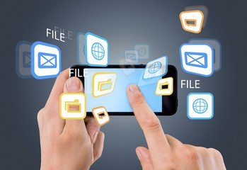 Mobile Phone. Holding Touchscreen Device