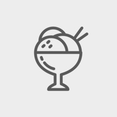 Ice crream on cup thin line icon