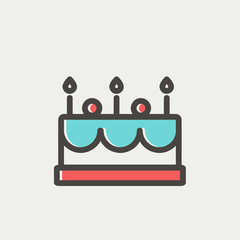 Birthday cake with candles thin line icon