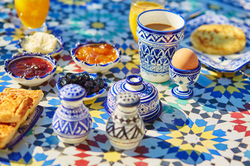 Delicious breakfast in Moroccan style