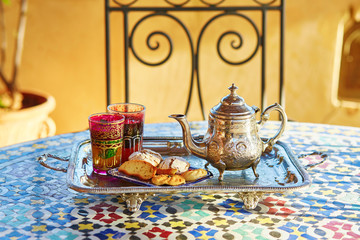 Moroccan mint tea with sweets