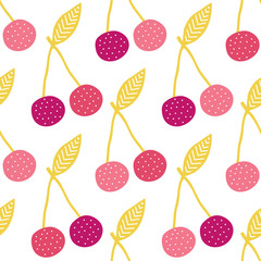 Vector yummy cherries seamless pattern background