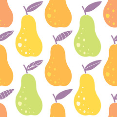 Vector yummy pears seamless pattern background