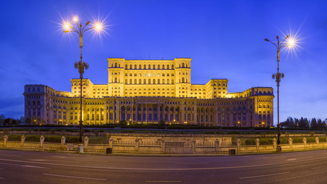 Romanian Parliament by night