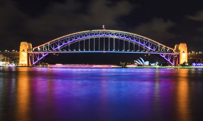 Obraz na płótnie Canvas SydneyVivid Bridge Side
