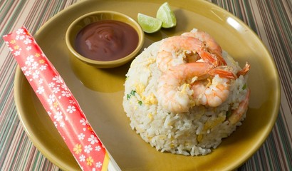 Delicious Shrimp Fried Rice on A Plate