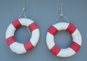 Two Life Buoy Hanging on A Wall