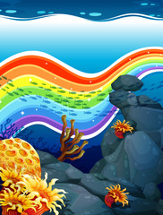Fototapeta na wymiar Rainbow underwater