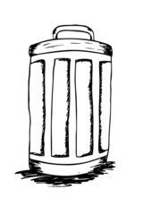 hand draw sketch, Rubbish bin