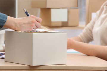 Woman working in post office