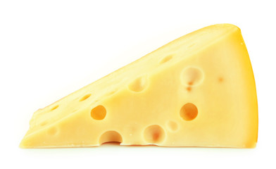 Piece of cheese isolated on white