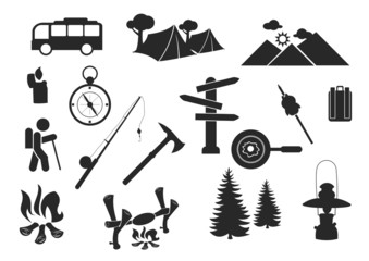 Camping in the Woods - Silhouette