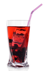 Glass of compote with red currant isolated on white