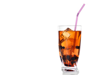 Glass of compote with red currant isolated on white