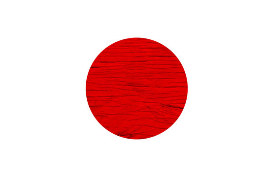 japanese flag on wood texture background