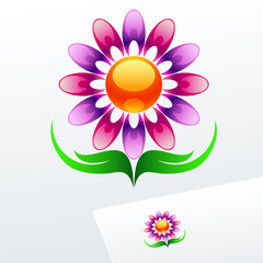 Sign with flower. Logo for Cosmetics, Ecology activity