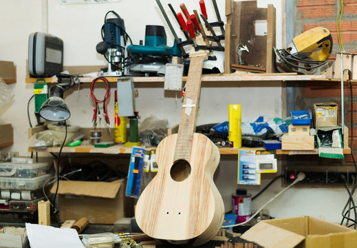 Unfinished acoustic guitar