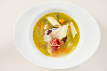 warm soup with black haricot