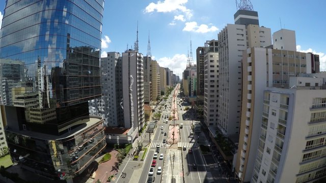 Aerial View of the Paulista Avenue in Sao Paulo, Brazil