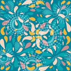 Seamless pattern with flower petals and circles.