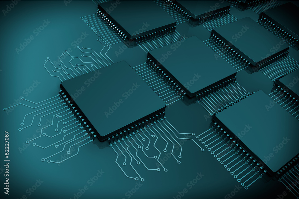 Poster cpu microchips as circuit