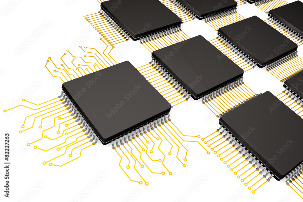 Aufkleber cpu microchips as circuit