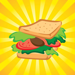 sandwich with burst background