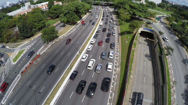 Aerial View of Obelisk and Ibirapuera Park of Sao Paulo