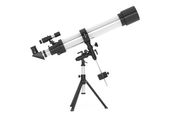 Silver Telescope on Tripod