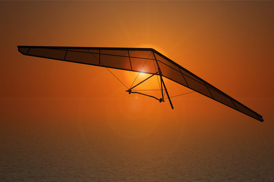 Extreme Closeup Hang Gliding on the sunset