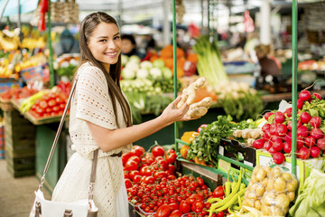Young woman on the market