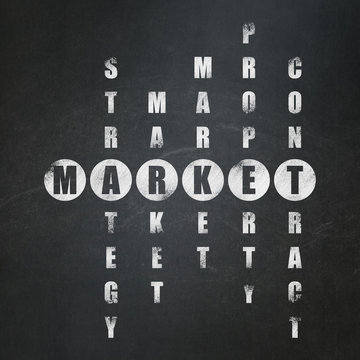 Finance concept: word Market in solving Crossword Puzzle