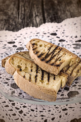Stack of bread toast slices