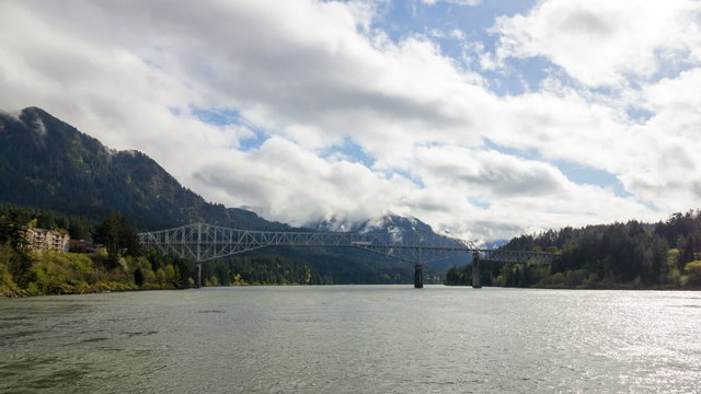 Time Lapse of Clouds Over Bridge of the Gods in Oregon 1080p