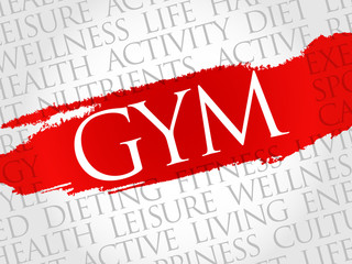 Gym word cloud, health concept