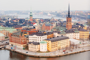 Obraz premium Aerial view of Stockholm old town