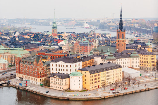Aerial view of Stockholm old town