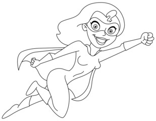 Fototapeta premium Outlined super heroine