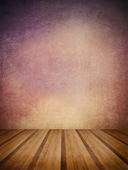 Retro grunge texture background with wooden floor platform foreg