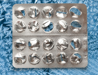 Empty plastic packing of pills