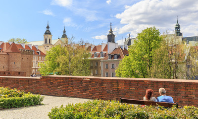 Old Town in Warsaw, view from city walls towards the new city © stepmar