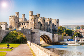  Conwy Castle in Wales, United Kingdom, series of Walesh castles - obrazy, fototapety, plakaty