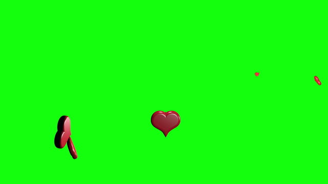 hearts exlpoding green screen