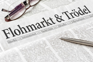 Zeitung mit der Überschrift Flohmarkt und Trödel