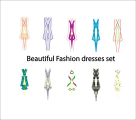 beautiful dresses set,Vector