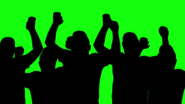 group man silhouettes dancing green screen