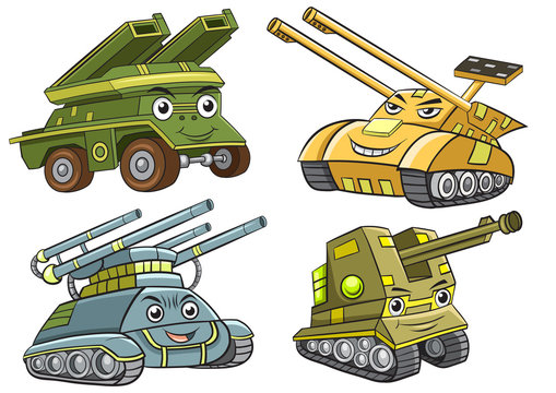 A group of  tank cartoon