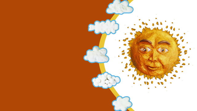 Plasticine Sun and clouds background, loop