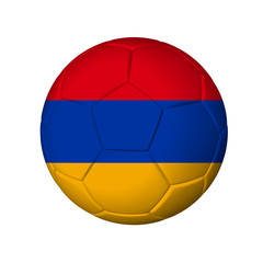 Soccer football ball with Armenia flag. Isolated on white.